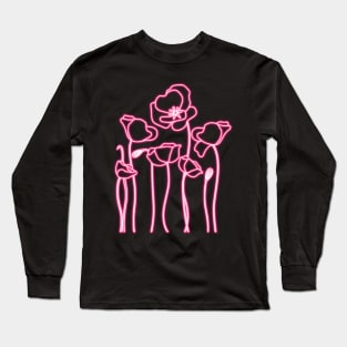 Pink Neon Poppies Long Sleeve T-Shirt